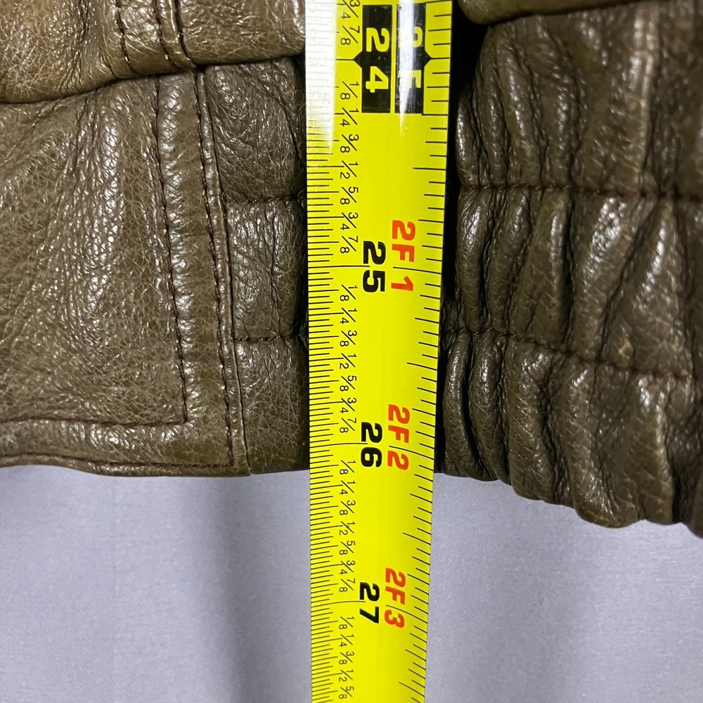 Unbranded Genuine Leather Jacket Men's Large‎ Brown Beige Vintage Bomber Style - Picture 11 of 16